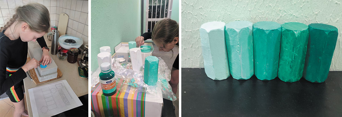 Рис. 8. Изготовление макетов бериллов в соответствии с группами по цвету