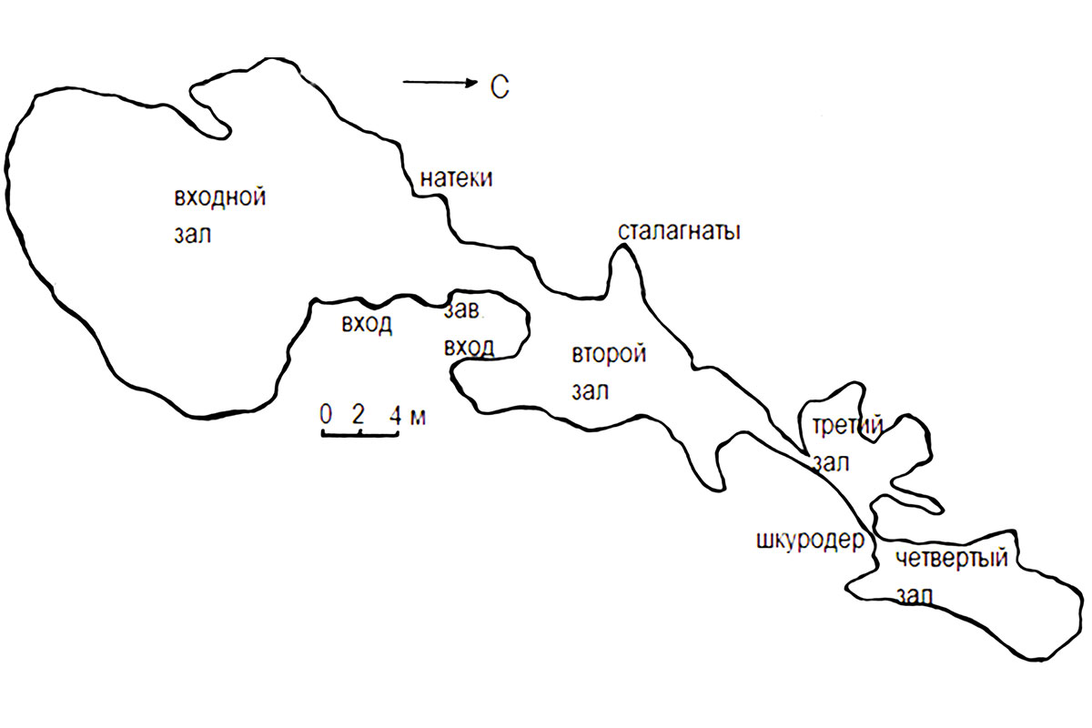 Рис. 1. Горизонтальный разрез Бирюлинской пещеры