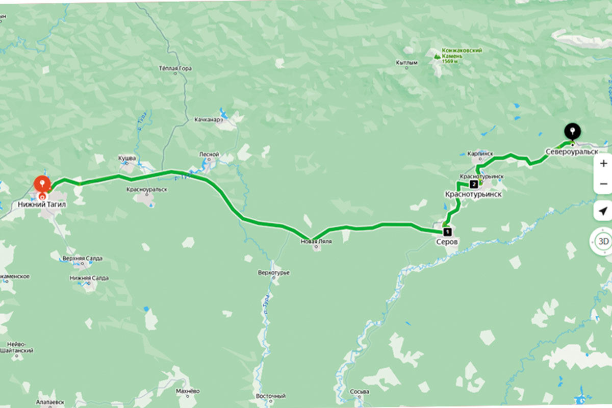Рис. 1. Маршрут нашего путешествия на карте. Из открытых источников
